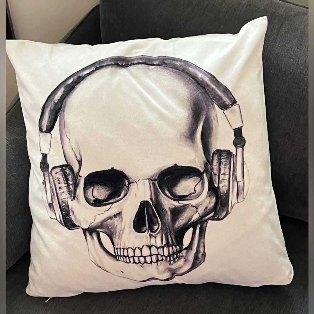 Skull Headphones Graphic Throw Accent Pillow Gamer Halloween Society6